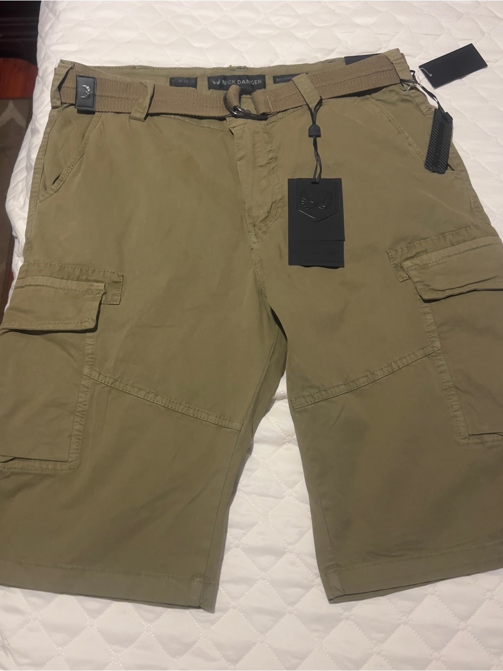 Nick Danger Olive Cargo Shorts with Utility Pockets